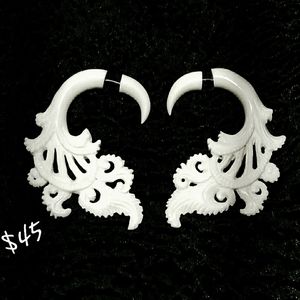 Organic hand carved tribal bohemian earrings